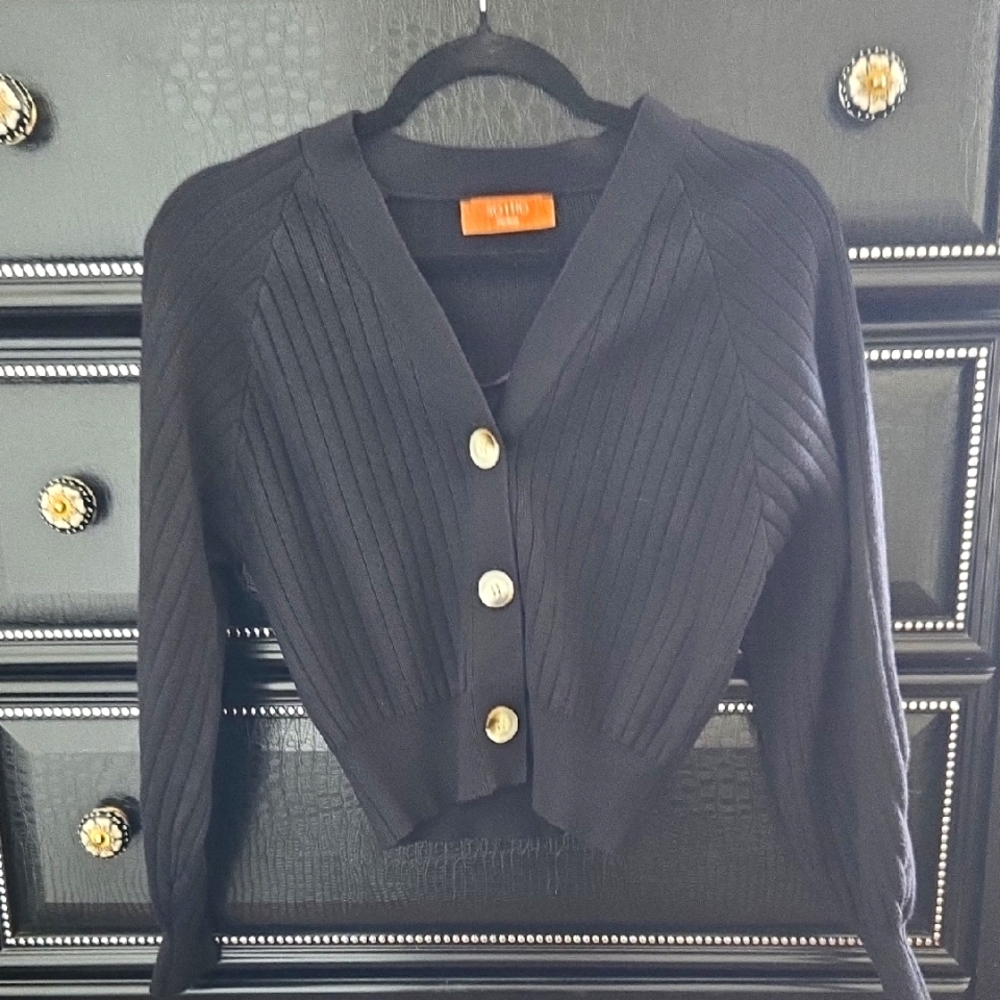 Black Button-Up Women's Sweater
